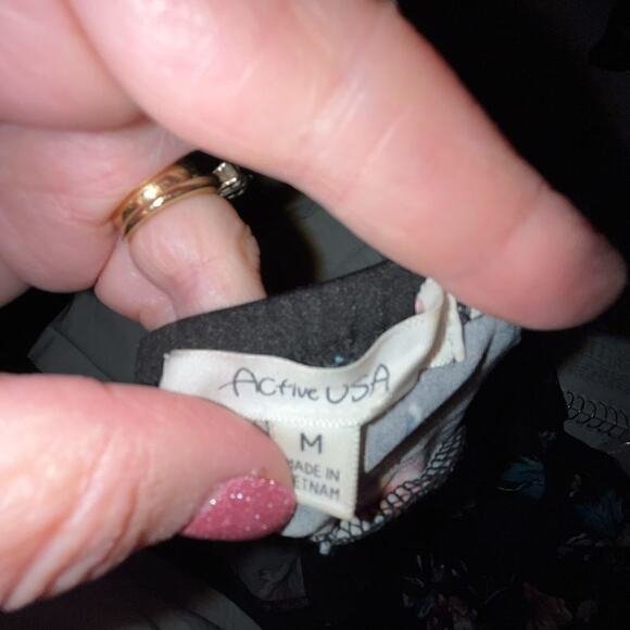 Active USA black flower maxi romper jumpsuit medium - Picture 6 of 7